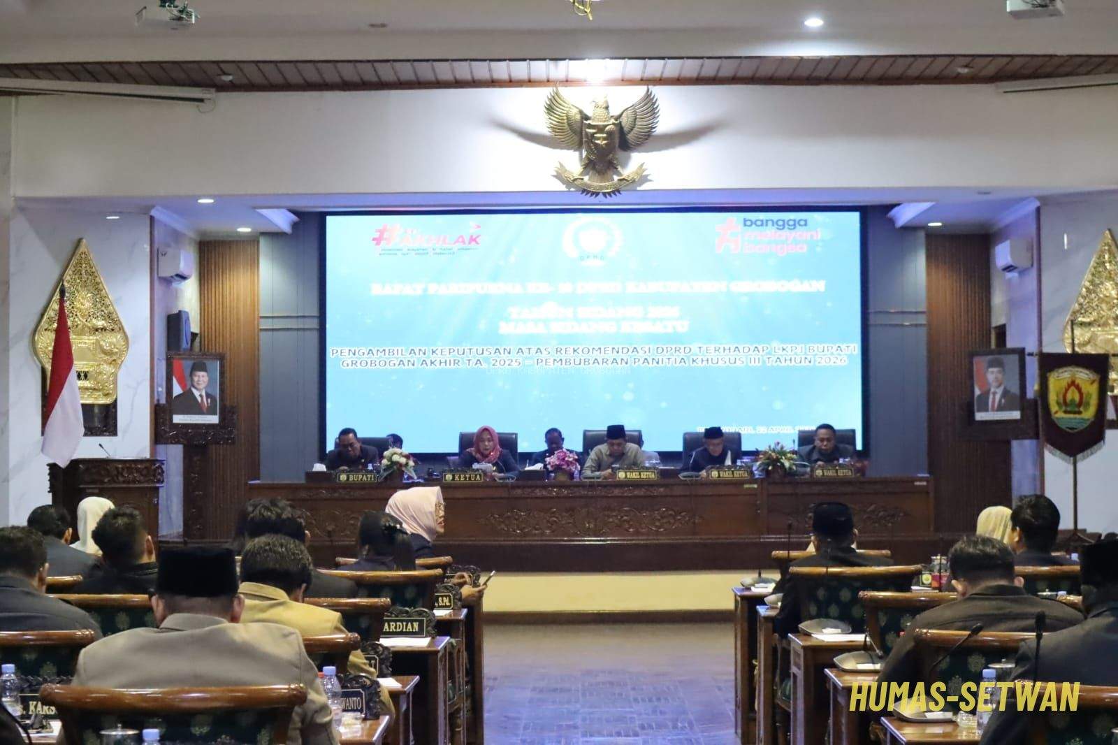 DPRD Kabupaten Grobogan Sahkan Rekomendasi Atas LKPJ Bupati Tahun Anggaran 2025