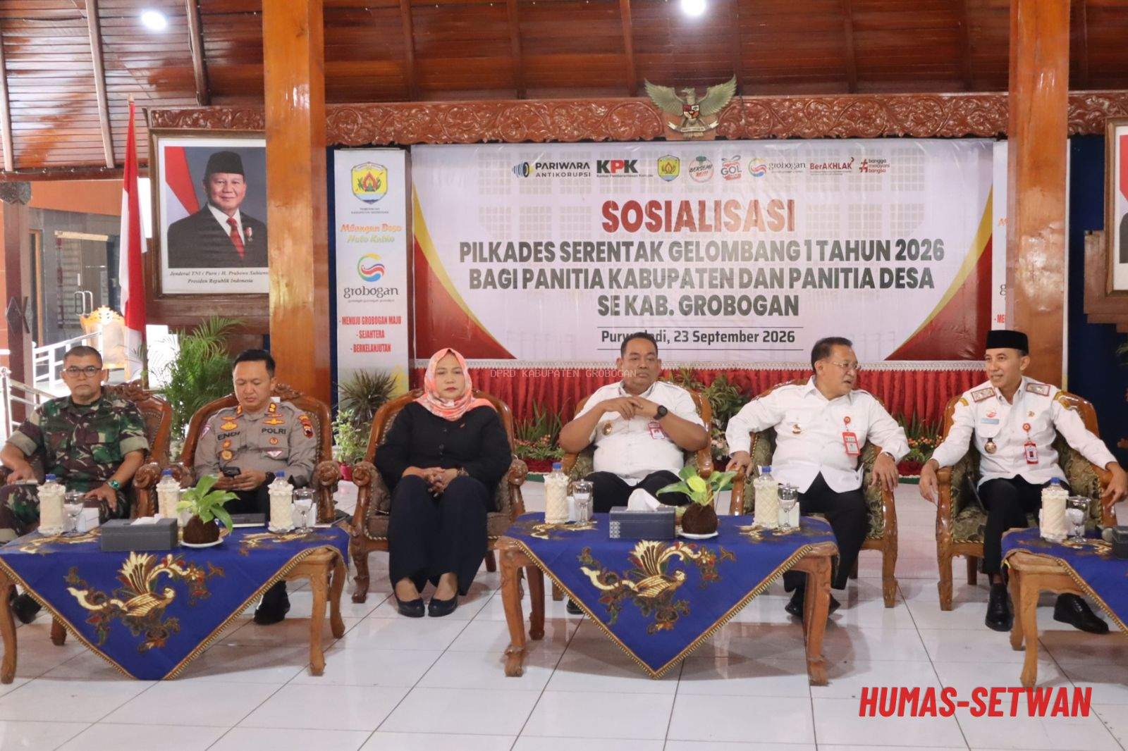 Sukseskan Tahapan Demokrasi Desa, Ketua DPRD Grobogan Hadiri Sosialisasi Pilkades Serentak 2026